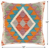 handmade Traditional Pillow Rust Blue Hand-Woven SQUARE 100% WOOL Hand woven turkish pillow2' x 2'